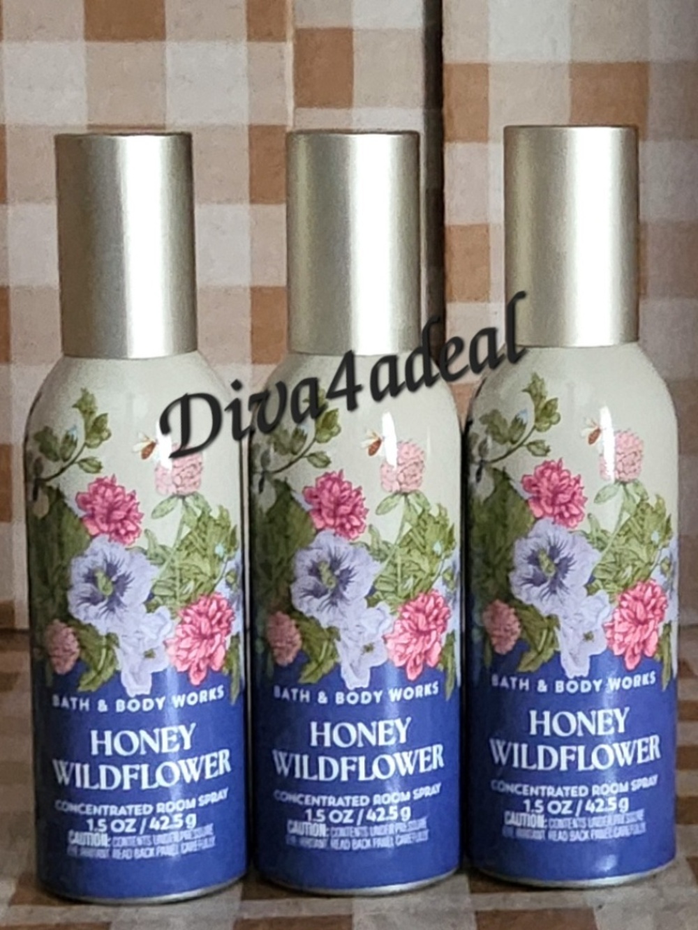 3X Bath & Body Works HONEY WILDFLOWER Concentrated Room Spray Bundle